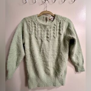 Anthropologie Rosie Neira | Women’s Mint Green 3/4 Length Crew Neck Sweater
